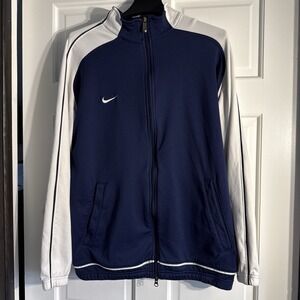 Nike Dri Fit Track Jacket Men's Medium Navy/White Zip up